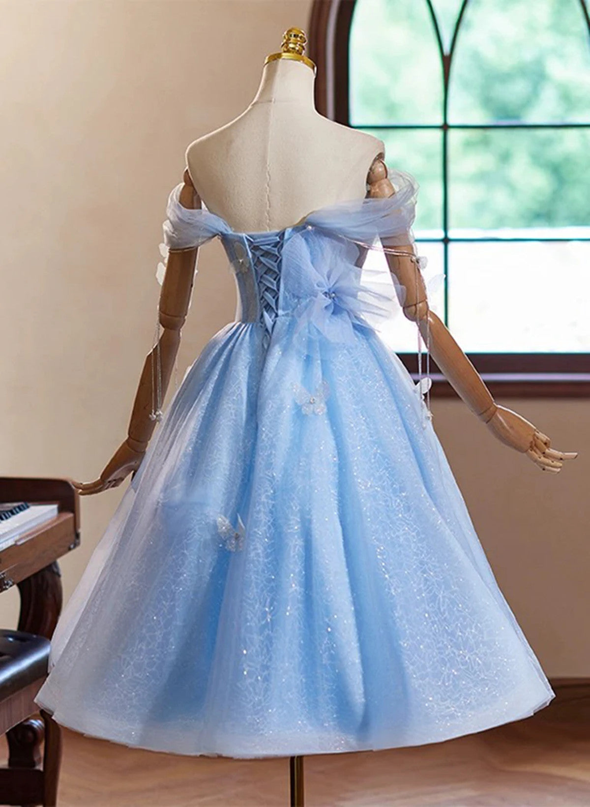 Blue Off Shoulder Tulle Short Homecoming Dress, Blue Sweetheart Prom D Cutedressy Blue Off Shoulder Tulle Short Homecoming Dress, Blue Sweetheart Prom D Cutedressy