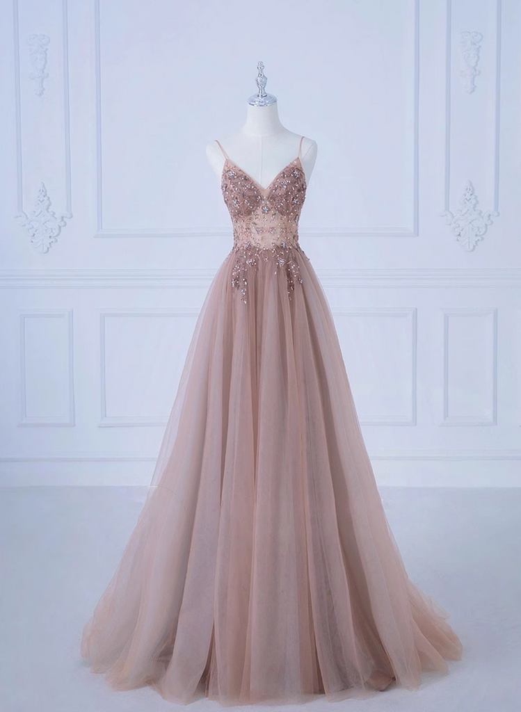Charming Strapless Pink Party Evening Dress A Line Prom Dress With Beading cc2066 main image 1