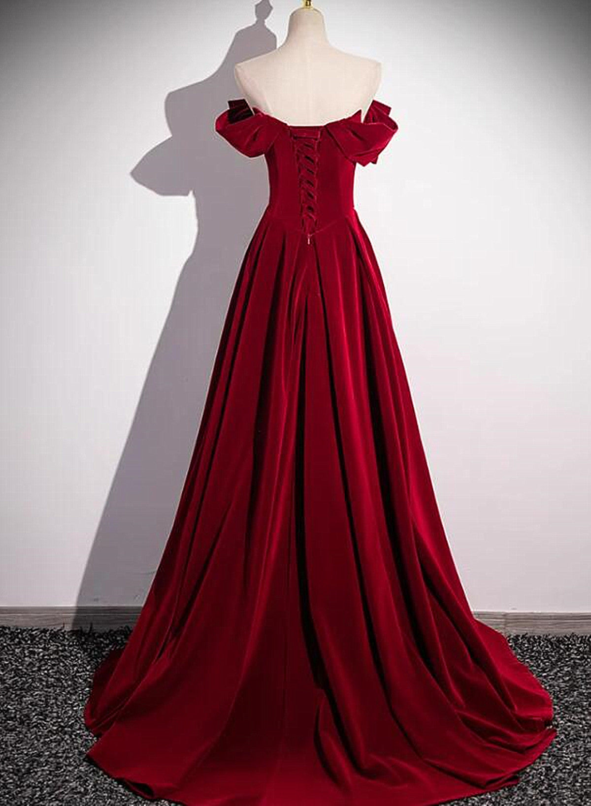 red suede prom dress Sheath Strapless Red Velvet Prom Dresses Evening Dress P1986 PreppyDress