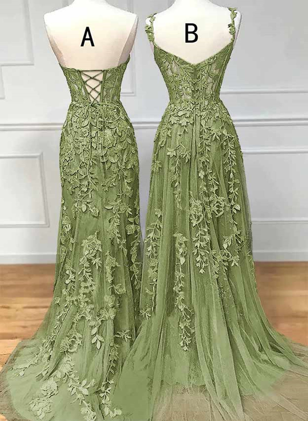 Lovely Sage Green Tulle with Lace Long Formal Dress, Sweetheart Prom Dress Lovely Sage Green Tulle with Lace Long Formal Dress, Sweetheart Prom Dress