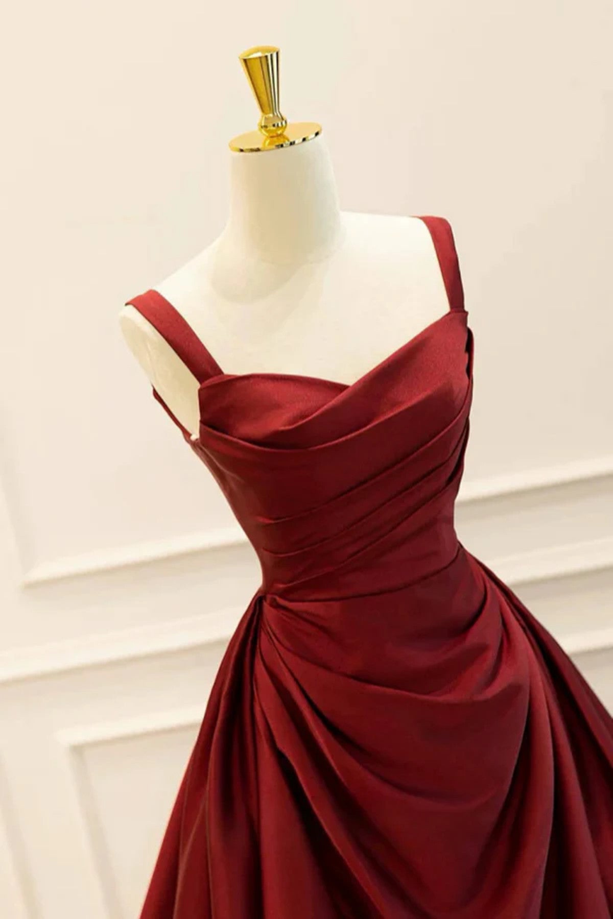 Wine Red Straps A-line Long Formal Dress, Simple Style Wine Red Prom Dress Party Dress