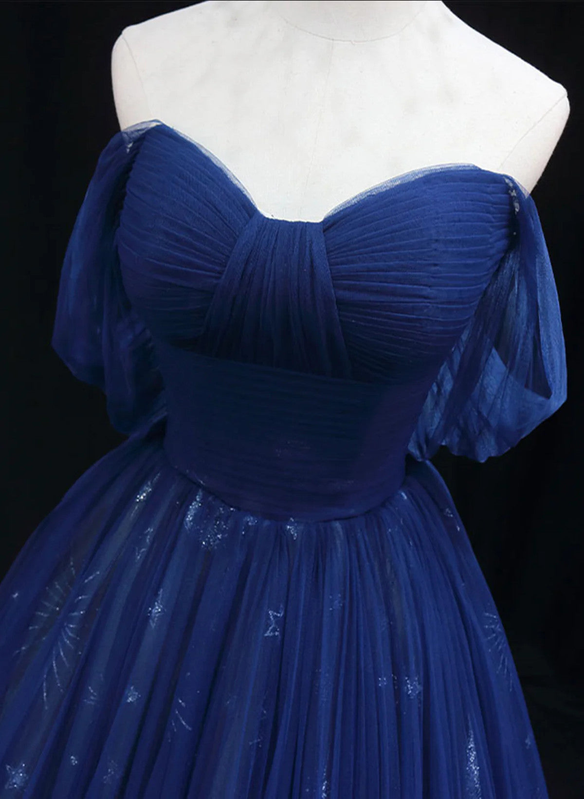 Blue A-line Sweetheart Tulle Long Party Dress, Blue Tulle Evening Dress Prom Dress