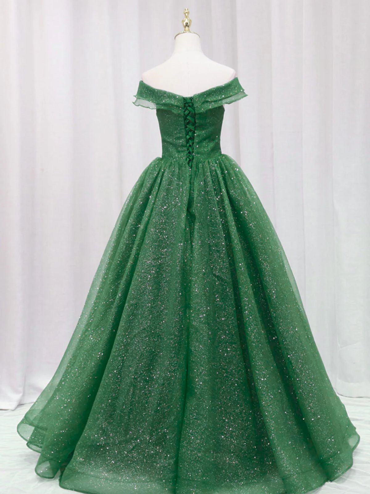 Lovely Green Tulle Sweetheart Off Shoulder A-line Prom Dress, Green Tu Cutedressy Lovely Green Tulle Sweetheart Off Shoulder A-line Prom Dress, Green Tu Cutedressy