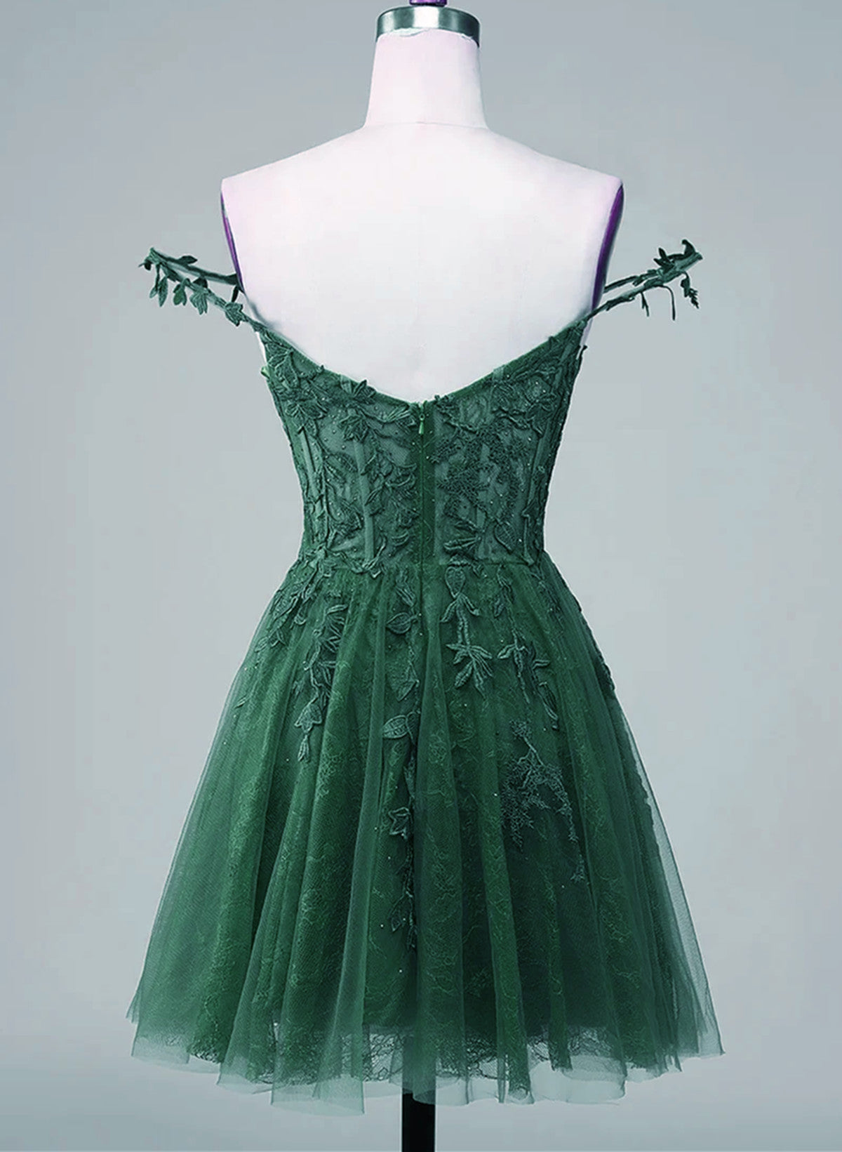 Green Sweetheart Off Shoulder Knee Length Homecoming Dress, Green Part Cutedressy Green Sweetheart Off Shoulder Knee Length Homecoming Dress, Green Part Cutedressy
