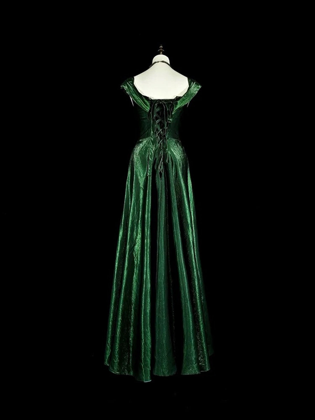 A-line Green Velvet Off Shoulder Party Dress, Simple Velvet Evening Dress Prom Dress