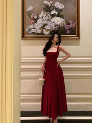 Sexy A Line Straps Wine Red Ankle Length Prom Dresses,Wine Red Formal Cutedressy Sexy A Line Straps Wine Red Ankle Length Prom Dresses,Wine Red Formal Cutedressy