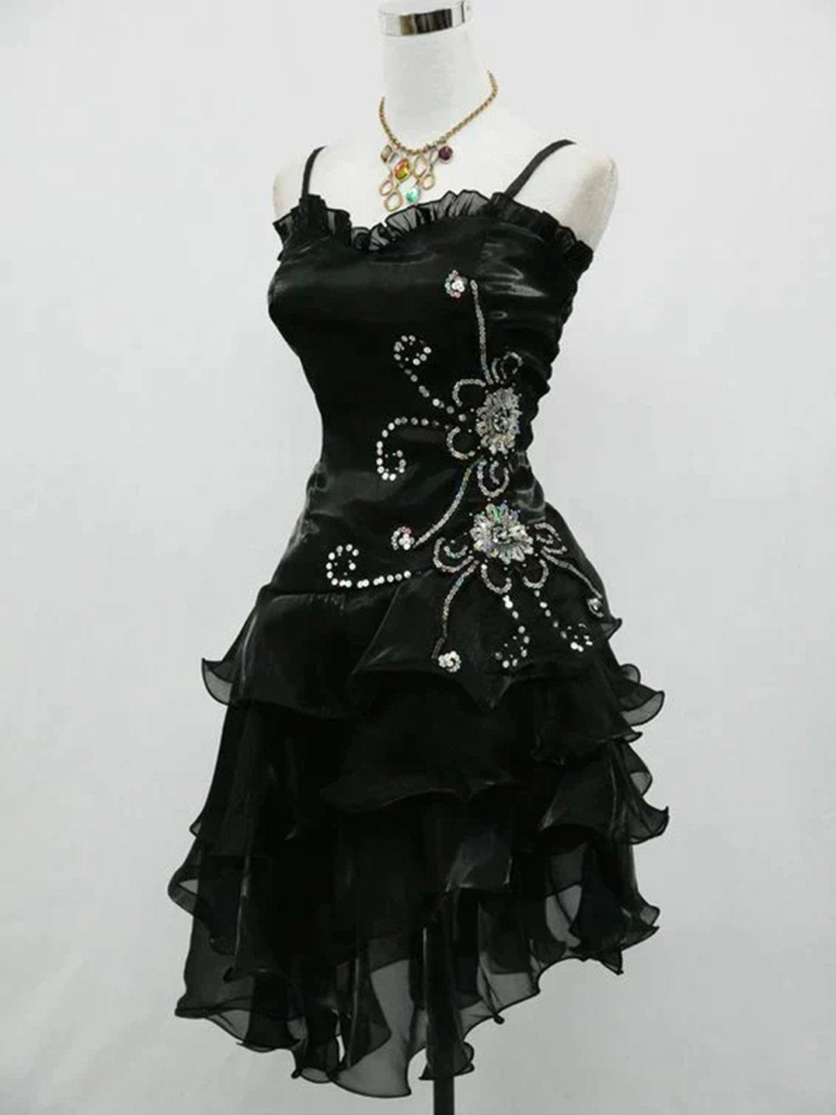 Wine Red Organza Beaded Layers Straps Party Dress, Sweetheart Short Homecoming Dress