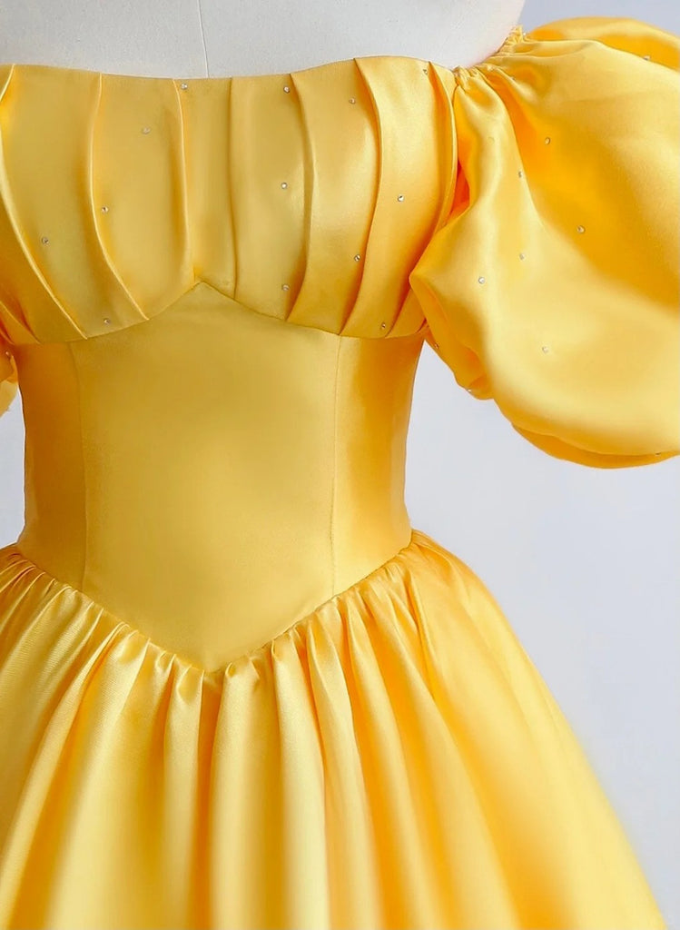 Beautiful Yellow Off-the-shoulder Sequined A-line Prom Dress main image 1