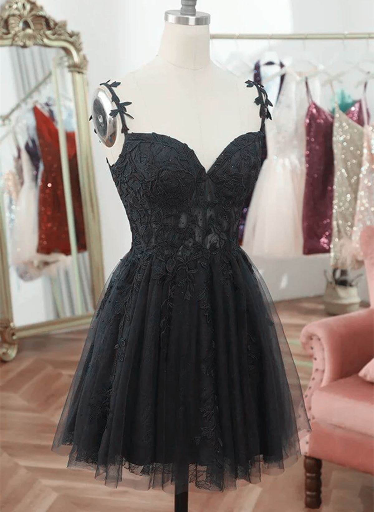 Black Short Sweetheart Tulle Homecoming Dress, Black Short Prom Dress Cutedressy Black Short Sweetheart Tulle Homecoming Dress, Black Short Prom Dress Cutedressy