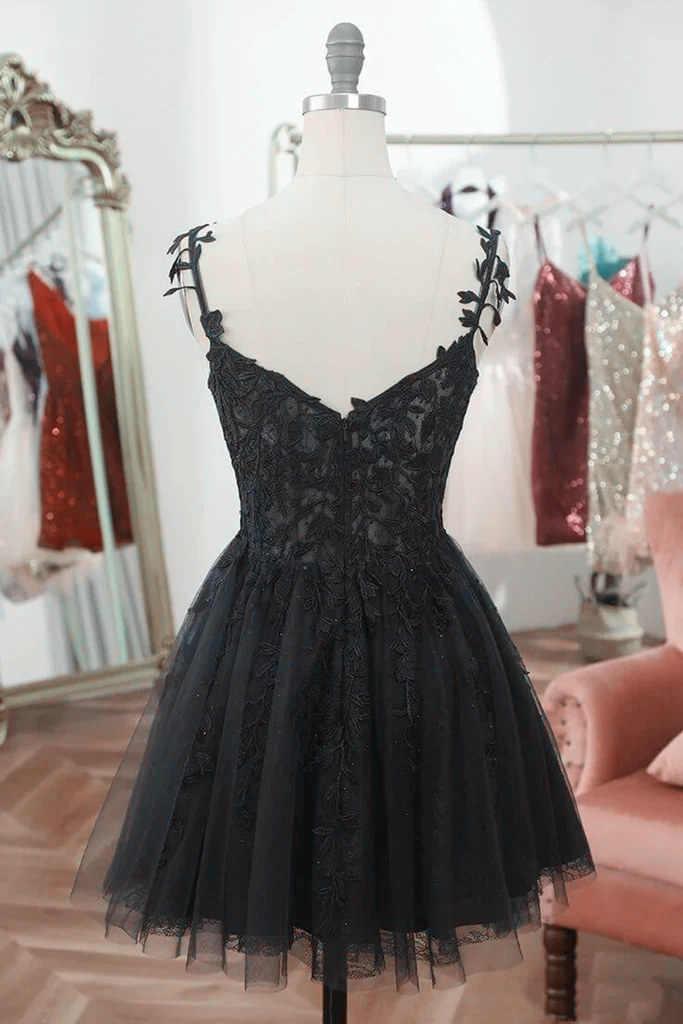 Black Short Sweetheart Tulle Homecoming Dress, Black Short Prom Dress