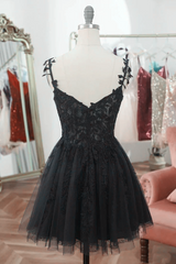 Black Short Sweetheart Tulle Homecoming Dress, Black Short Prom Dress Party Dress