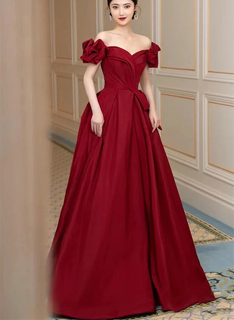 Wine Red Straps Sweetheart Long Formal Dress, A-line Wine Red Prom Dress