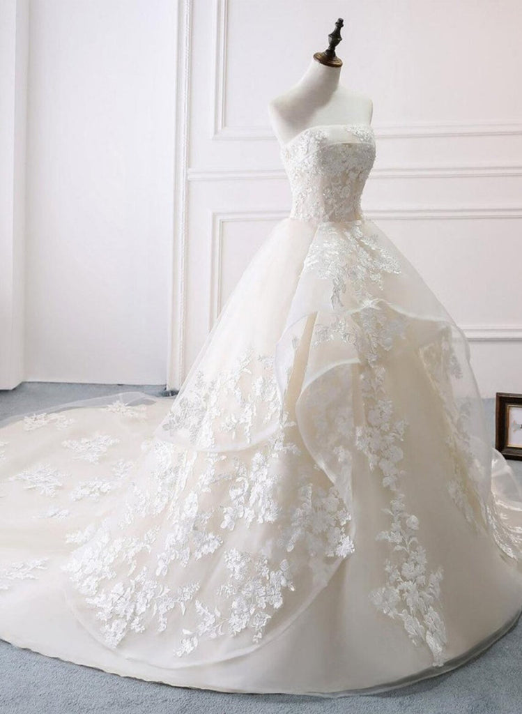 Beautiful Ivory Ball Gown Long Wedding Party Dress,Ivory Wedding Dress ...