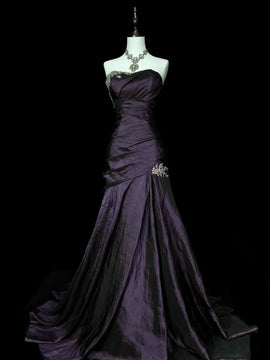 A-line Tulle with Lace Straps Purple Floor Length Party Dress, Purple Tulle Prom Dress