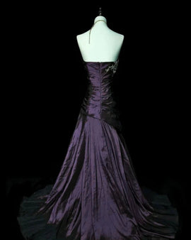 A-line Tulle with Lace Straps Purple Floor Length Party Dress, Purple Tulle Prom Dress