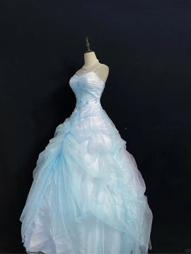 Cute Light Blue Straps Ball Gown Sweetheart Party Dress, Light Blue Formal Dress Prom Dress