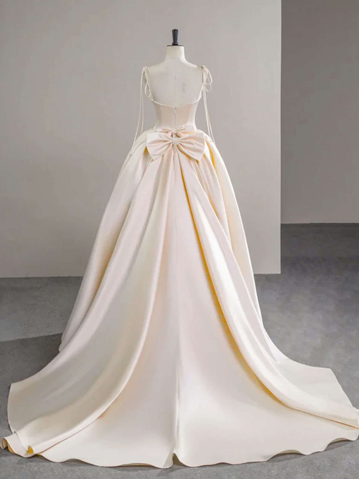 Light Champagne Satin Simple Straps Evening Dress Party Dress, Light Champagne Evening Dress