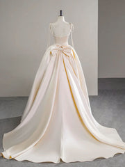 Light Champagne Satin Simple Straps Evening Dress Party Dress, Light Champagne Evening Dress