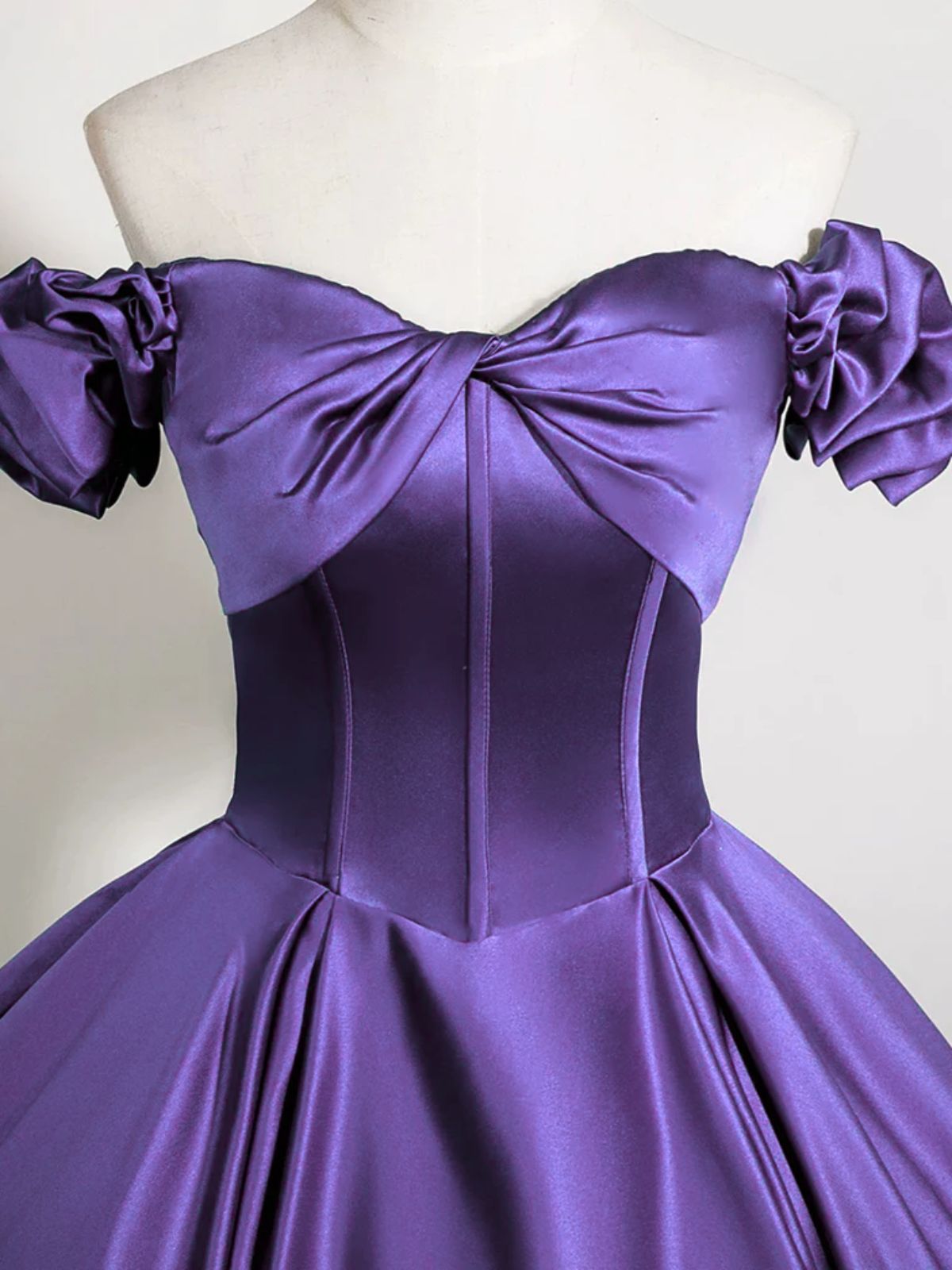 Purple Satin Long Prom Dress Formal Gowns, Purple Sweetheart Evening Dress