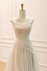 Light Champagne A-line Chiffon Prom Dress Party Dress, Simple Chiffon Wedding Party Dress