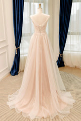 Light Champagne A-line Chiffon Prom Dress Party Dress, Simple Chiffon Wedding Party Dress
