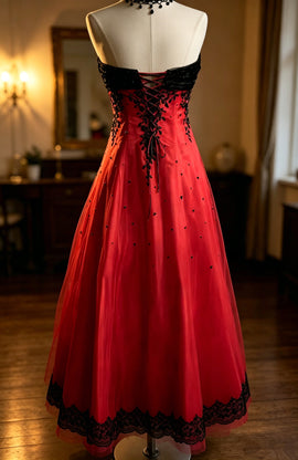 Charming Vintage Style Sweetheart Tulle Prom Dress with Lace, A-line Long Evening Dress Formal Dress