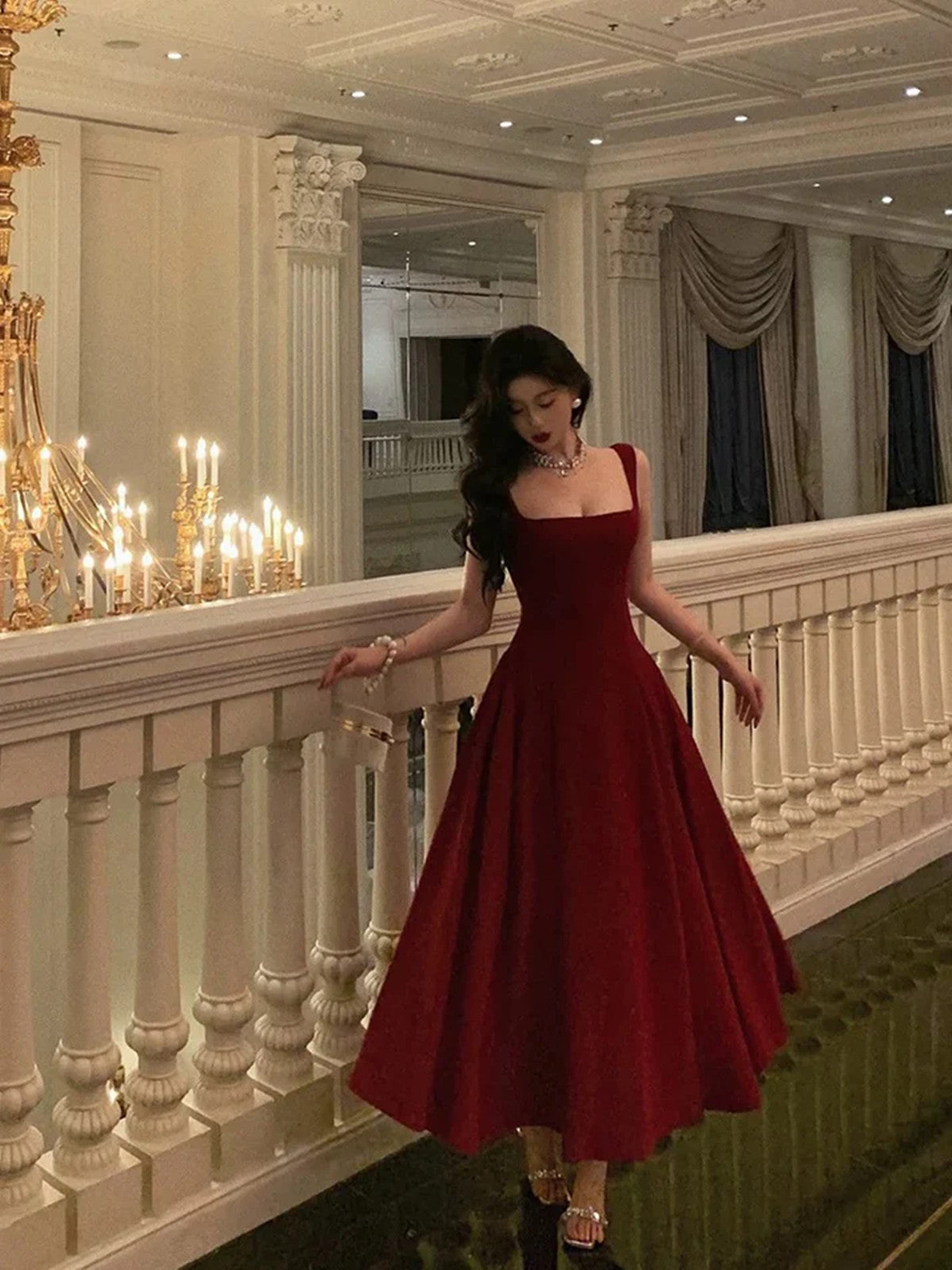 Sexy A Line Straps Wine Red Ankle Length Prom Dresses,Wine Red Formal – Cutedressy