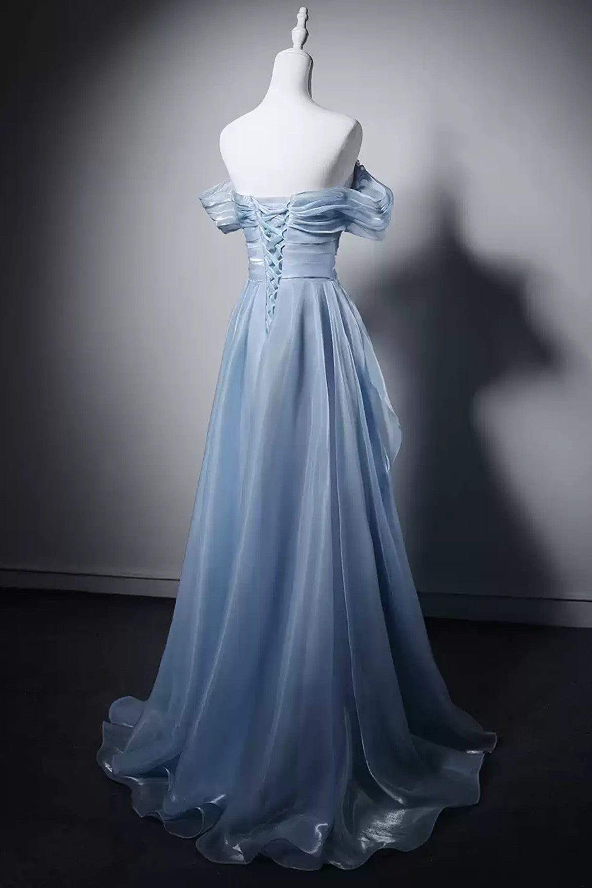 Light Blue Beaded Sweetheart Strapless Long Formal Dress, Light Blue Long Prom Dress Evening Dress