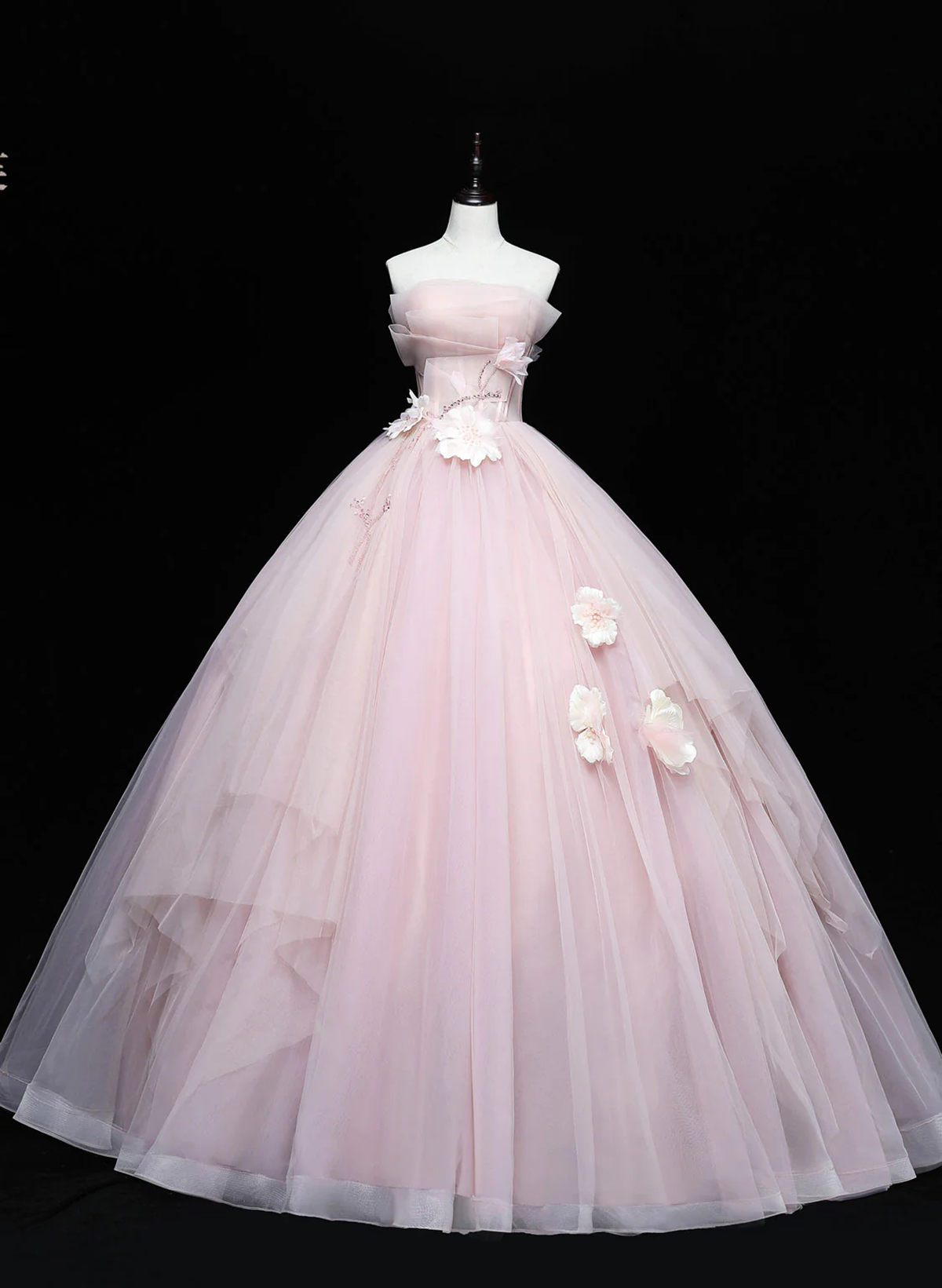 Pink Ball Gown Tulle Sweetheart Long Formal Dress, Pink Formal Dress Wedding Dress