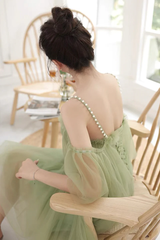 Cute Green Spaghetti Strap Sweetheart Short Prom Dress, Green Short Homecoming Dress