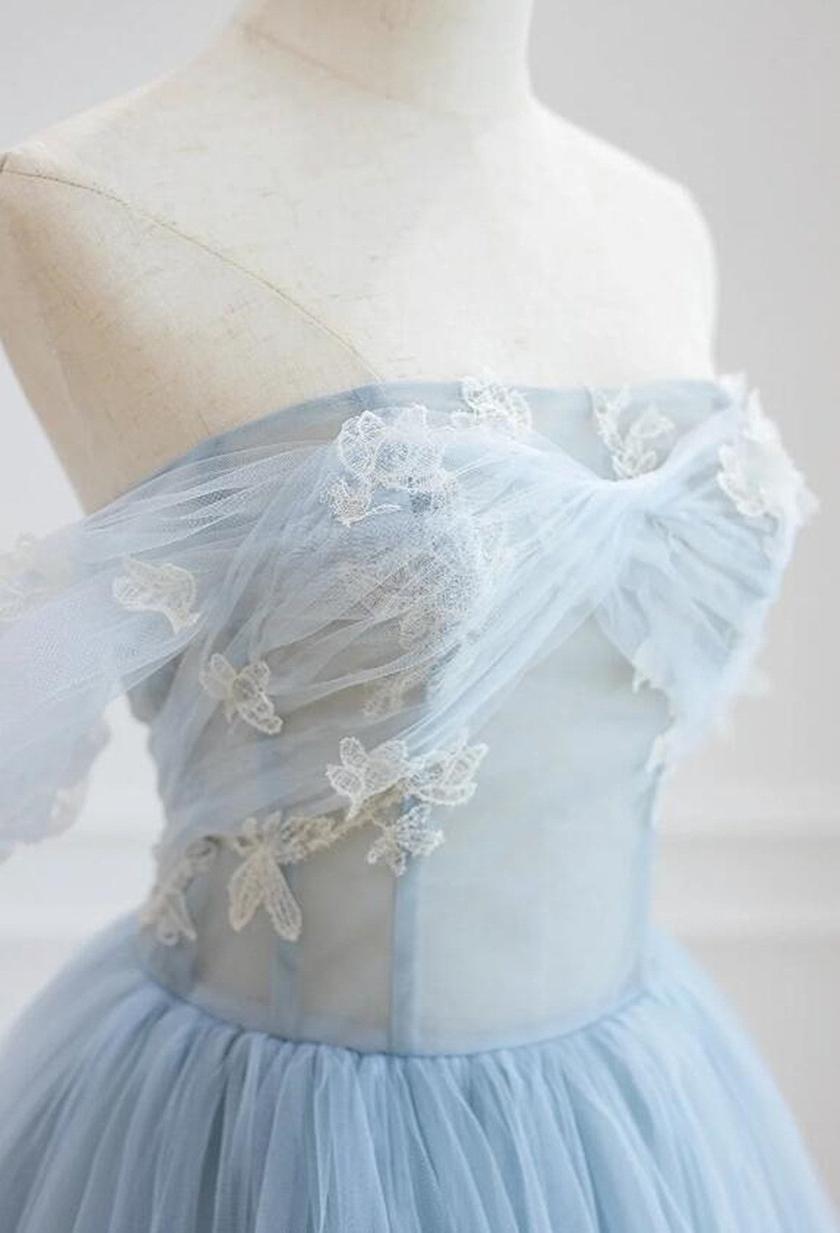 Light Blue High Low Tulle Sweetheart Prom Dress, Light Blue Homecoming Dress