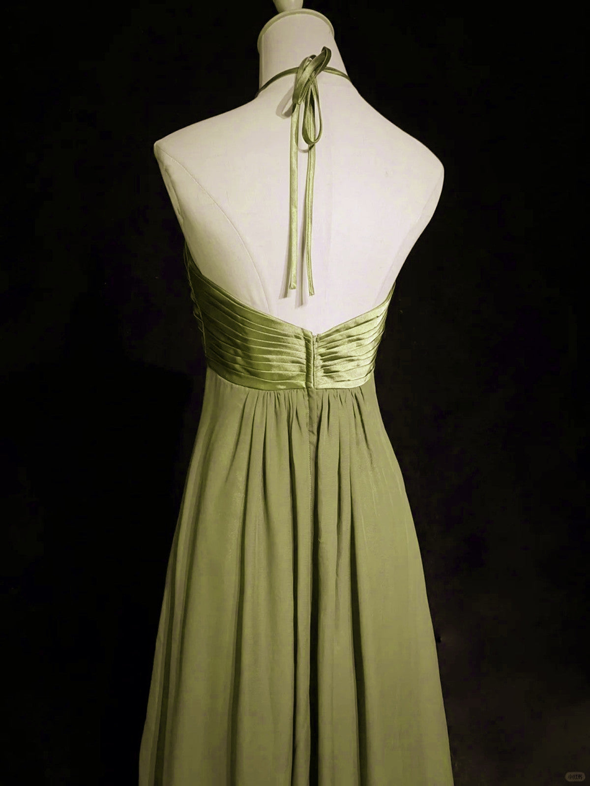 Green Halter Chiffon Simple A-line Party Dress, Green Floor Length Pro Cutedressy Green Halter Chiffon Simple A-line Party Dress, Green Floor Length Pro Cutedressy