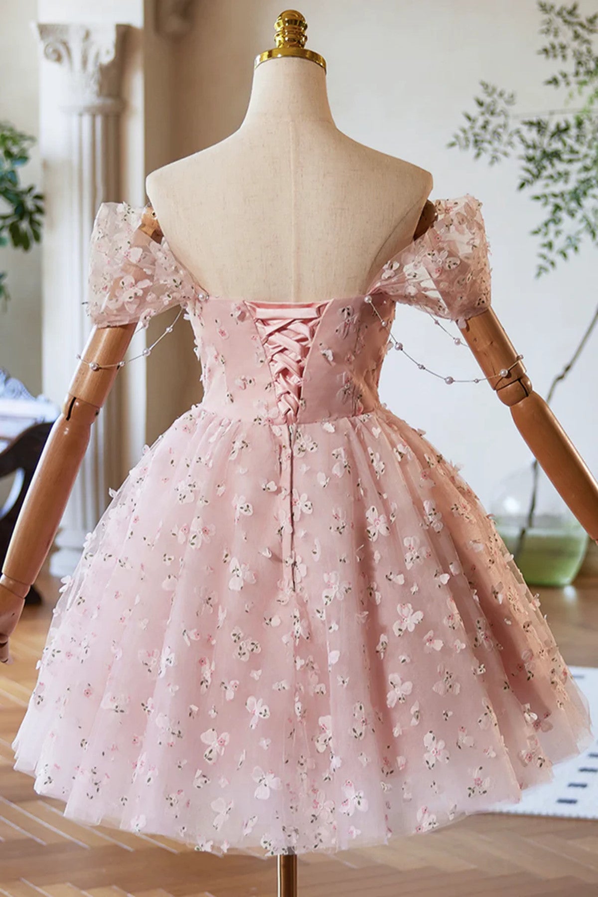 long pink homecoming dresses Pink Off Shoulder Knee Length Party Dress, Pink Homecoming Dress
