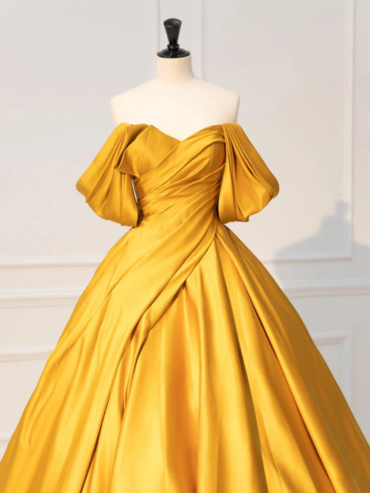 Glam Gold Satin Ball Gown Floor Length Formal Dress, Gold Prom Dress P Cutedressy Glam Gold Satin Ball Gown Floor Length Formal Dress, Gold Prom Dress P Cutedressy
