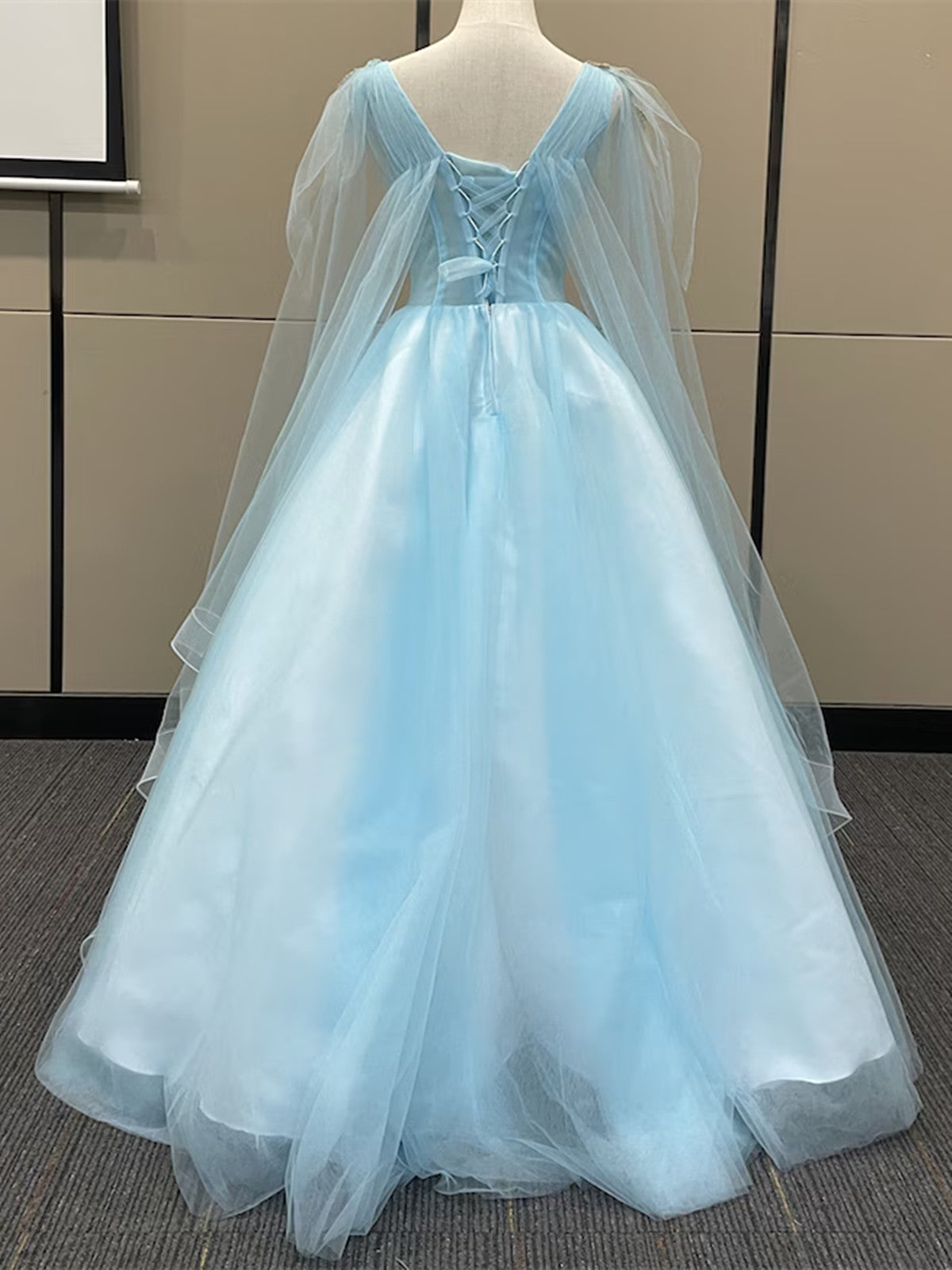 Light Blue Tulle with Gold Lace Applique Party Dress, Light Blue Prom Cutedressy Light Blue Tulle with Gold Lace Applique Party Dress, Light Blue Prom Cutedressy