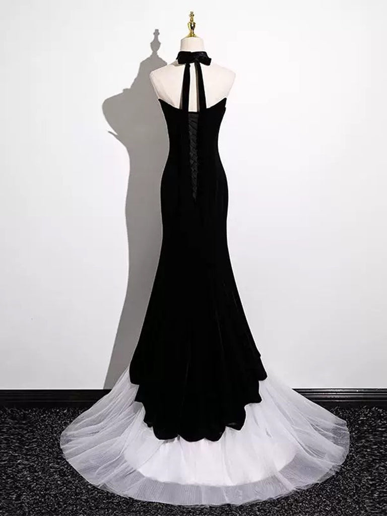 Black and White Mermaid Long Formal Dress Evening Dress, Black and Whi