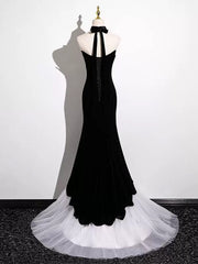 Black and White Mermaid Long Formal Dress Evening Dress, Black and White Prom Dress