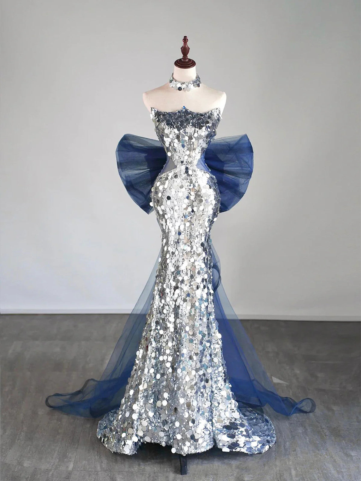 Sliver Mermaid Sequins Long Prom Dress, Sliver Off the Shoulder Formal Dress