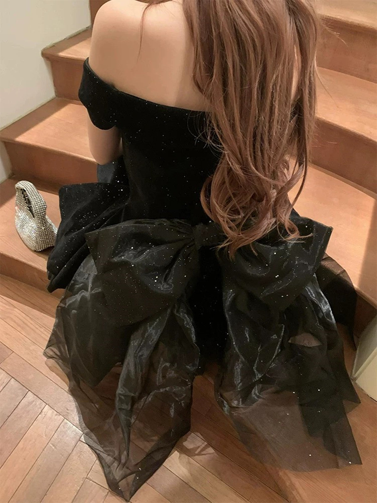 Black Velvet Sweetheart Straps Beaded Party Dress, Black Velvet Homecoming Dress