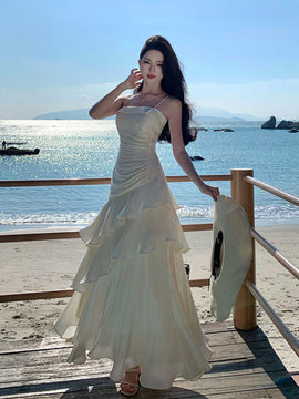 White Strapless Long Satin Prom Dress Evening Dress, Chic White Satin Formal Dress
