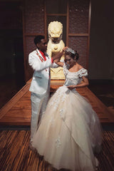 Lovely Ivory Round Neckline Tulle with Lace Party Dress, Ivory Sweet 16 Dresses Evening Dress