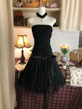Black Lace Scoop Homecoming Dresss, Black Lace-up Short Prom Dress Party Dress