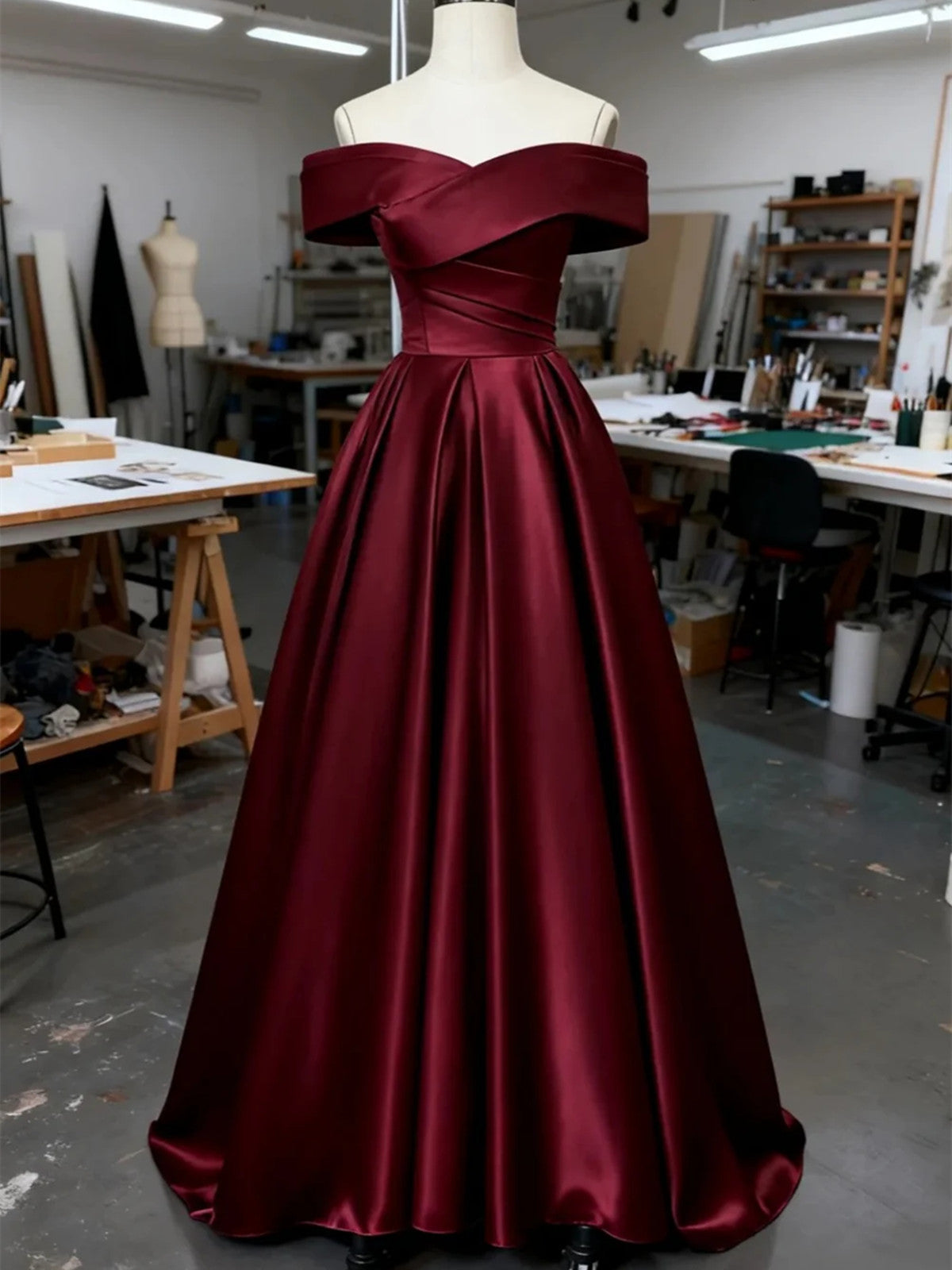 Wine Red Sweetheart A-line Floor Length Party Dress, Wine Red Long Evening Dress