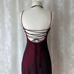 Gothic Black and Red Straps A-line Evening Dress, Charming Gothic Prom Dress Party Dress