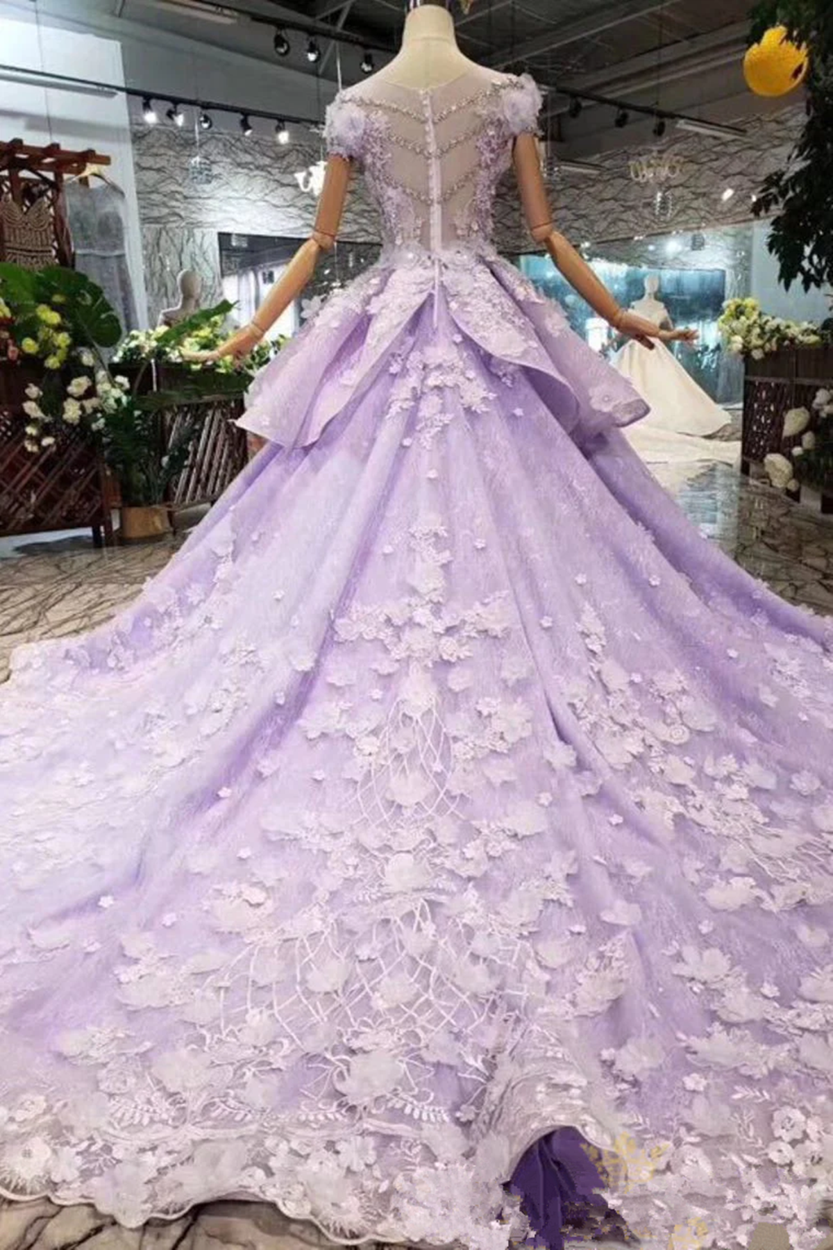 Glam Light Purple Tulle with Lace Applique Sweet 16 Dress, Light Purple Prom Dress
