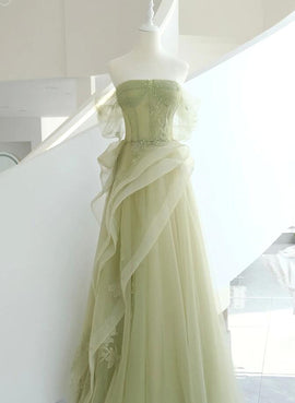 Light Green Sweetheart Off Shoulder Party Dress, A-line Green Evening Dress Prom Dress