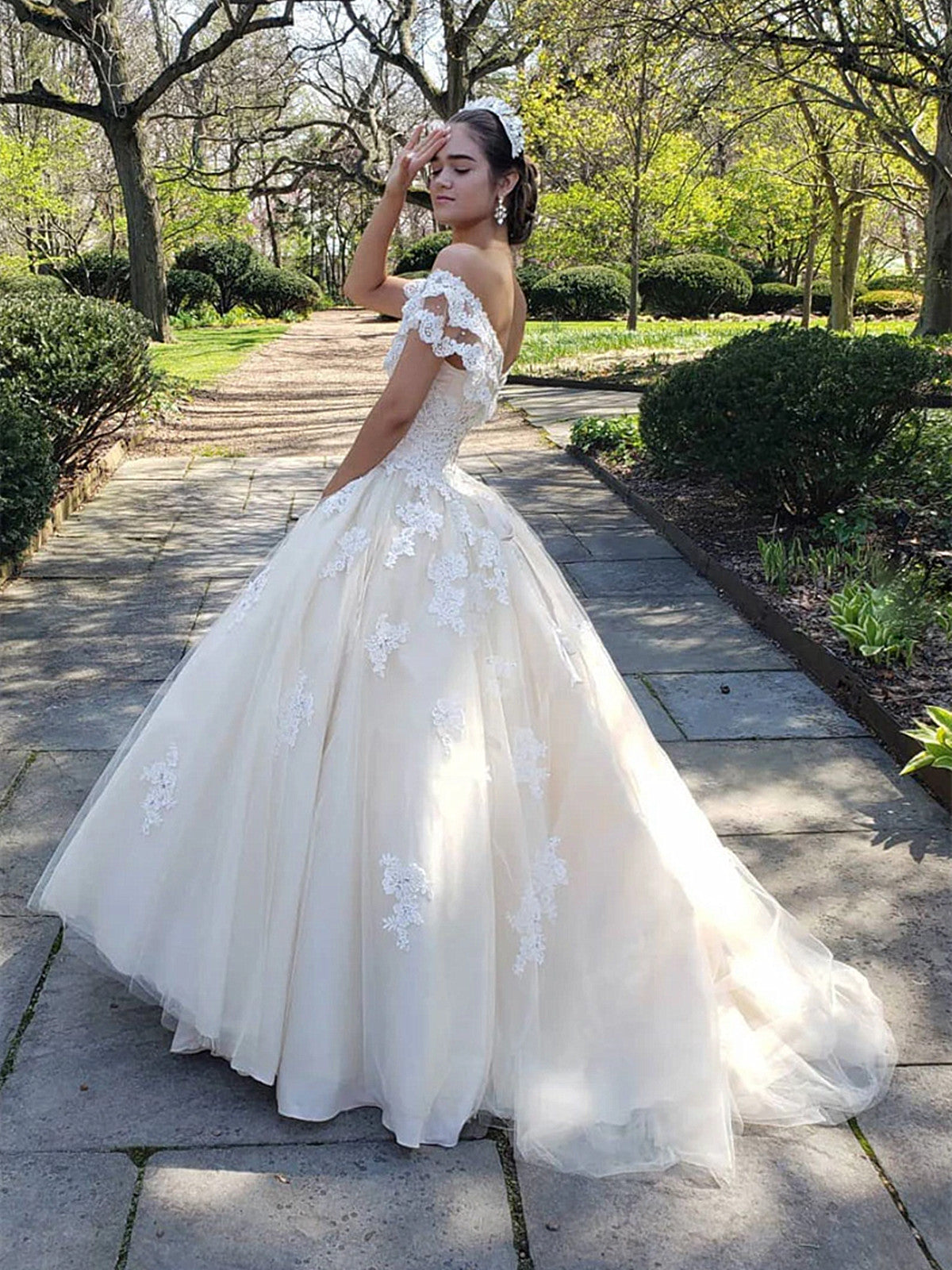 Lovely Ivory Round Neckline Tulle with Lace Party Dress, Ivory Sweet 16 Dresses Evening Dress