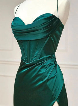 Green Sweetheart Long  Cross Back Prom Dress, Green Long Formal Dress