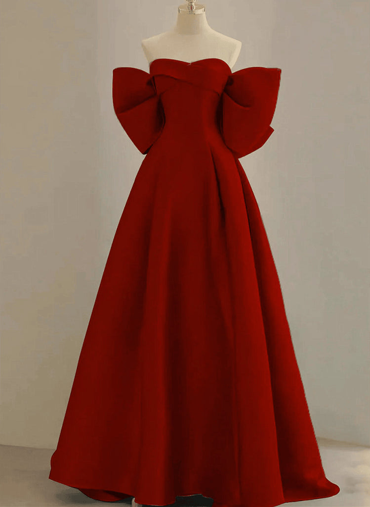 Charming Wine Red Lace A-line Long Prom Dress, Party Dress