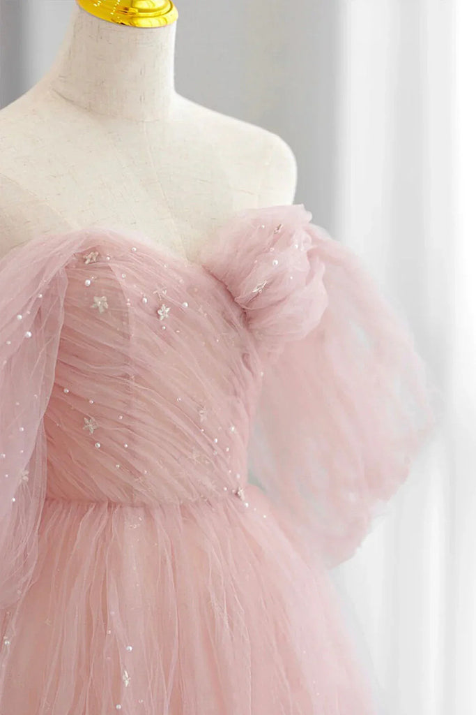 Pink Off The Shoulder Evening Dresses Sweetheart Side Split Long Sexy Formal Party Dress main image 1